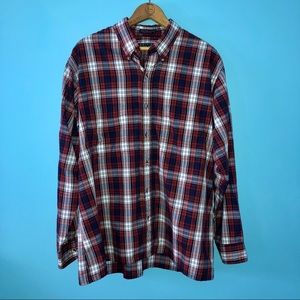 Red White & Blue Plaid Long Sleeve Button Down Country USA